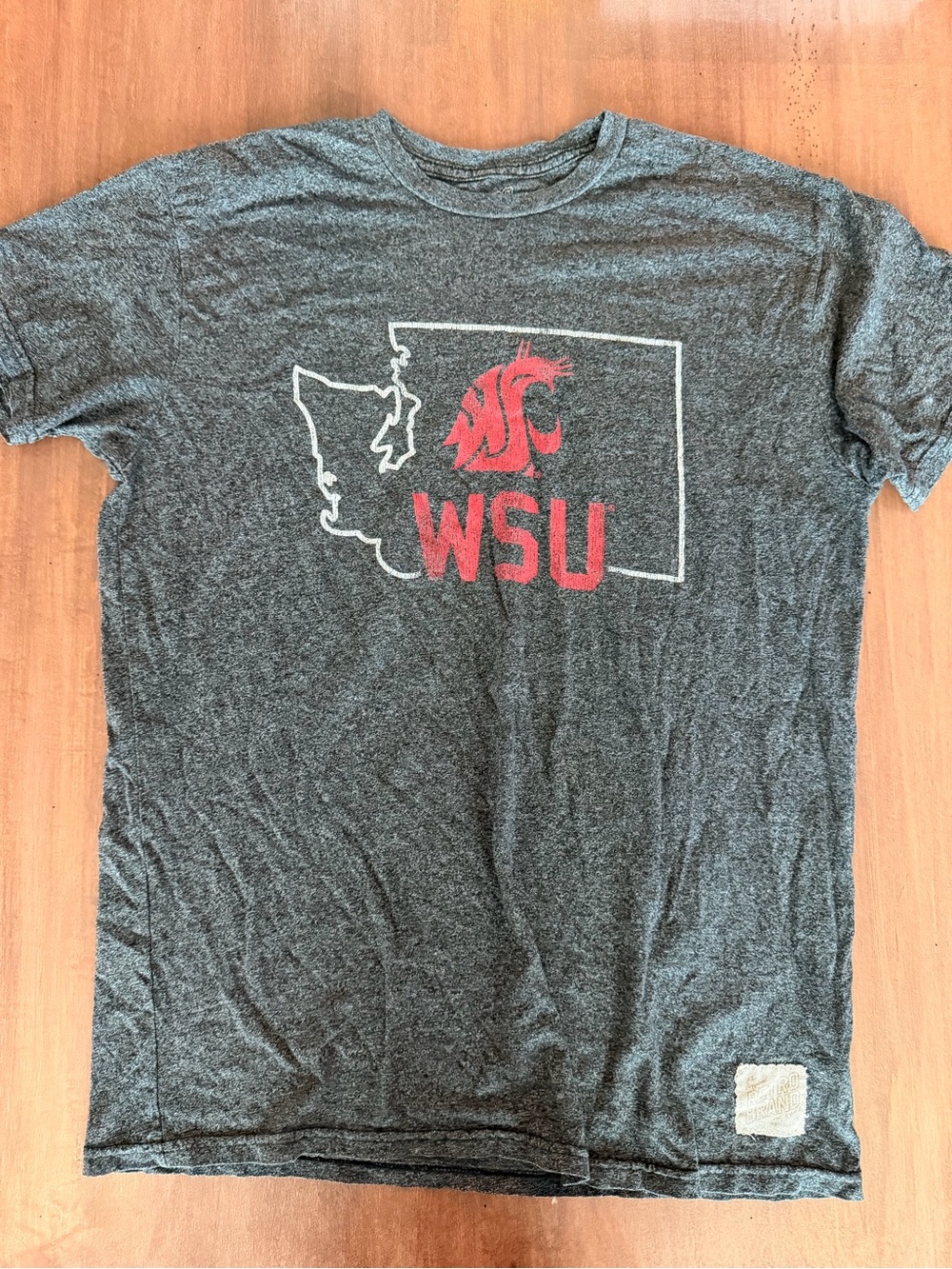 Original Retro Brand Gray WSU Graphic Tee with Red Logo